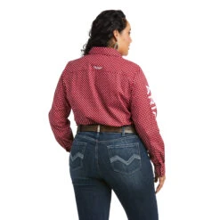 Ariat Ladies Team Kirby Stretch Red Button Down Shirt 10037433 9 Ariat Ladies Team Kirby Stretch Red Button Down Shirt 10037433 -Ariat 10037433 back plus