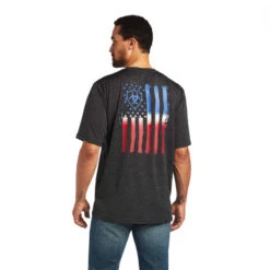 AriatĀ® Men's Charger Vertical Flag Graphic Charcoal T-Shirt 10040632