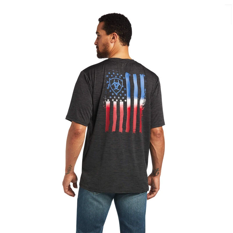 Ariat® Men's Charger Vertical Flag Graphic Charcoal T-Shirt 10040632 3 Ariat® Men's Charger Vertical Flag Graphic Charcoal T-Shirt 10040632