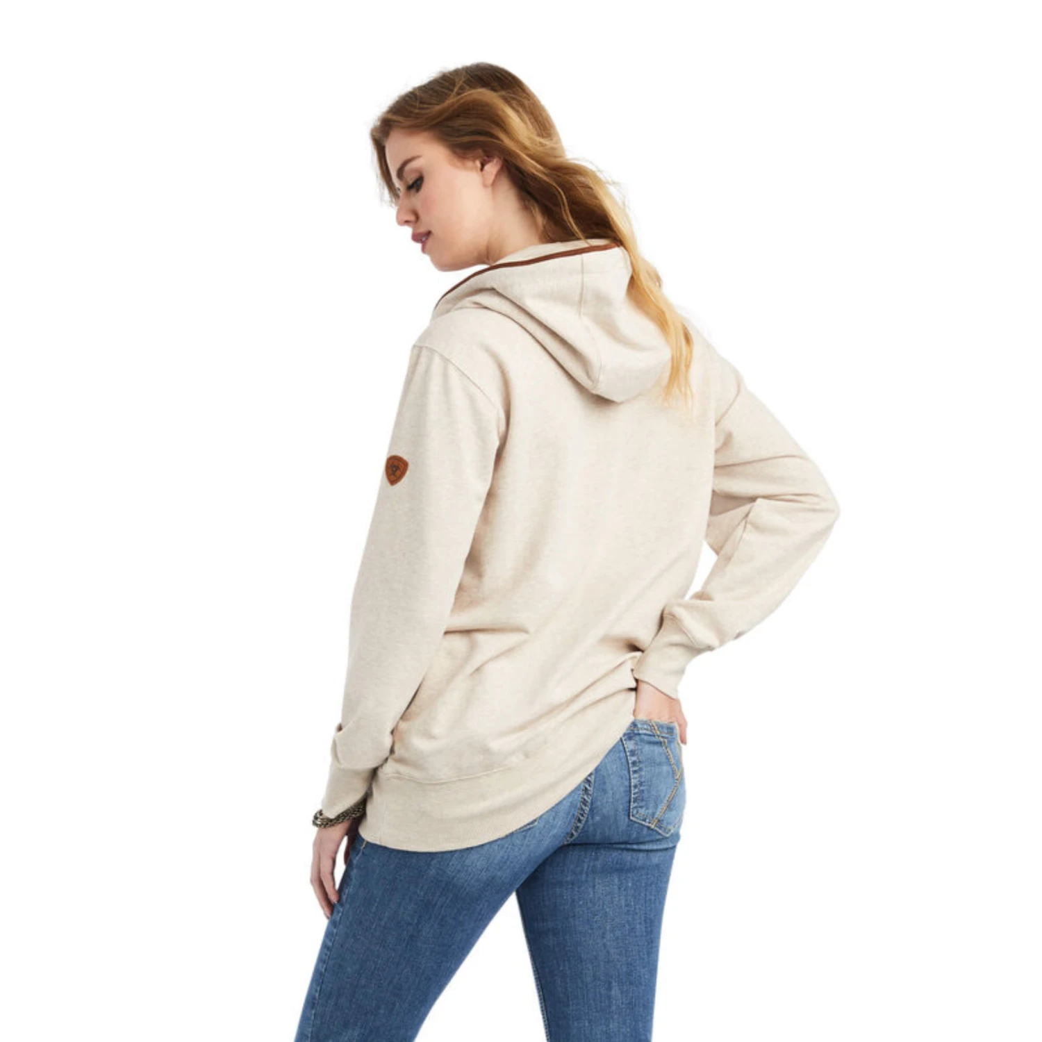 Ariat® Ladies R.E.A.L™ Oatmeal Heather Pullover Sweatshirt 10042239 4 Ariat® Ladies R.E.A.L™ Oatmeal Heather Pullover Sweatshirt 10042239 - Image 2