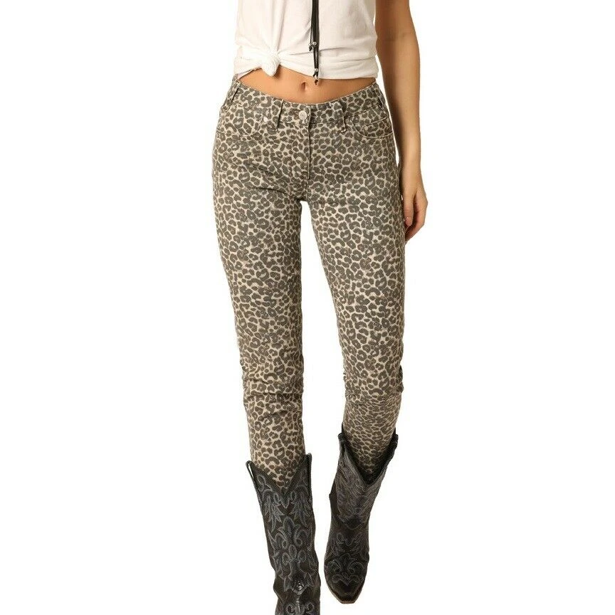 Rock & Roll Denim Ladies Leopard Mid Rise Skinny Jeans W1S4147 3 Rock & Roll Denim Ladies Leopard Mid Rise Skinny Jeans W1S4147