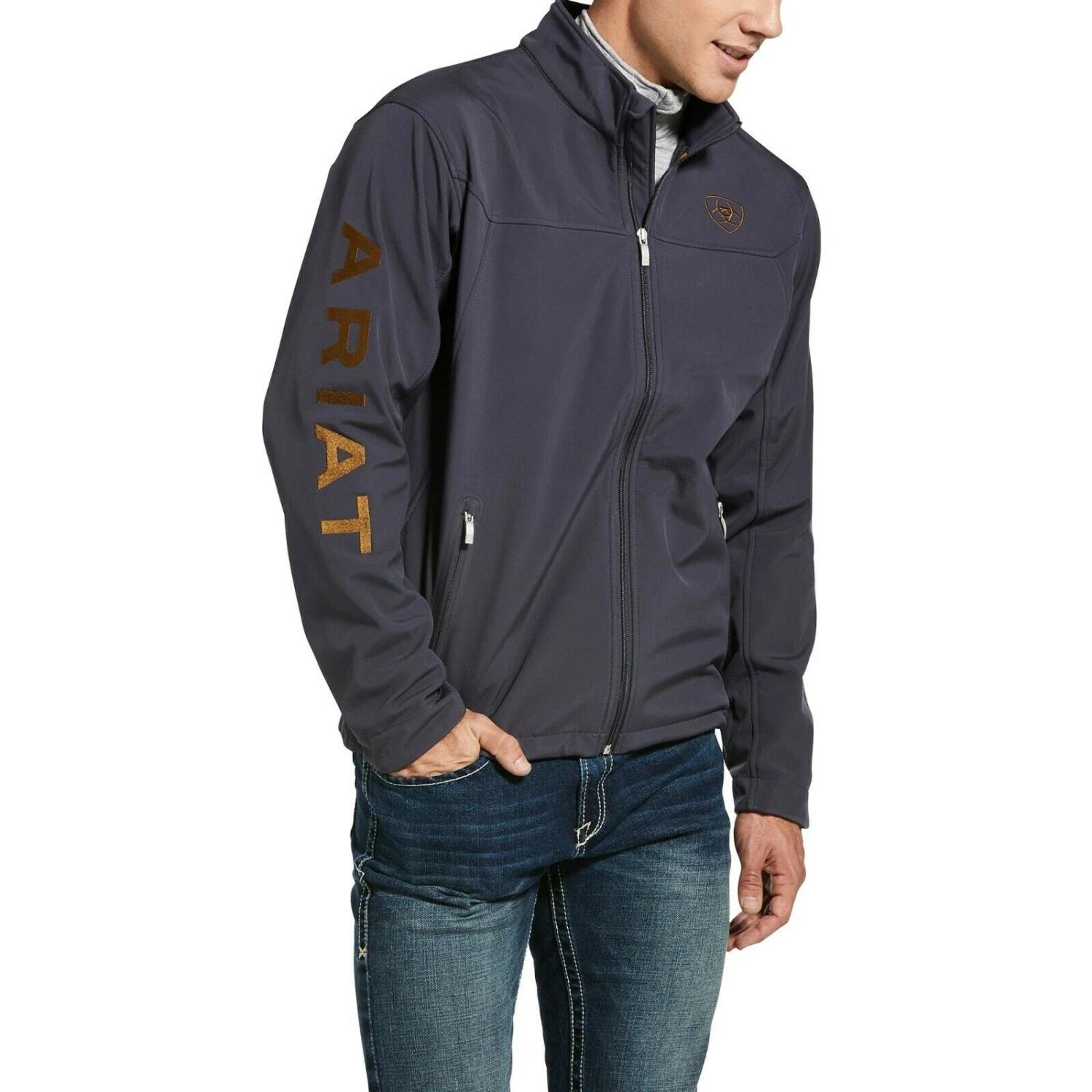 Ariat® Men's New Team Periscope Grey Softshell Jacket 10032688 3 Ariat® Men's New Team Periscope Grey Softshell Jacket 10032688