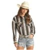 Rock & Roll Cowgirl Ladies Boyfriend Fit Stripe Long Sleeve Shirt B4S3334 2 Rock & Roll Cowgirl Ladies Boyfriend Fit Stripe Long Sleeve Shirt B4S3334 -Ariat B4S3334 A