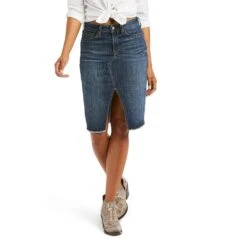 AriatĀ® Ladies Knee Length Denim Skirt 10036103