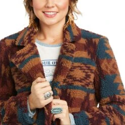 Ariat® Ladies Katharine Multi Color Aztec Sherpa Long Coat 10037241 8 Ariat® Ladies Katharine Multi Color Aztec Sherpa Long Coat 10037241 -Ariat F21 WMS WEST 10037241 detail05