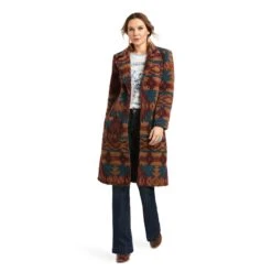 AriatĀ® Ladies Katharine Multi Color Aztec Sherpa Long Coat 10037241