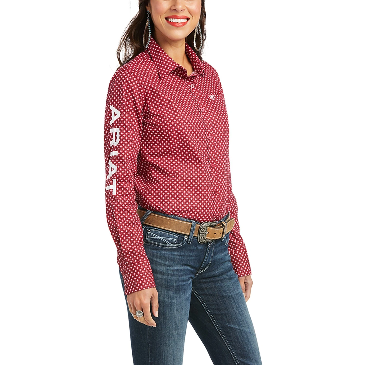 Ariat Ladies Team Kirby Stretch Red Button Down Shirt 10037433 3 Ariat Ladies Team Kirby Stretch Red Button Down Shirt 10037433