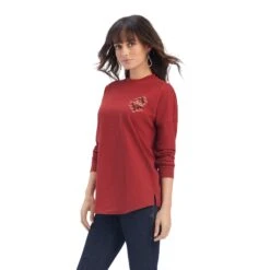 Ariat® Ladies Heather Red R.E.A.L.™ Graphic T-Shirt 10041335 -Ariat F22 WMS WEST 10041335 front