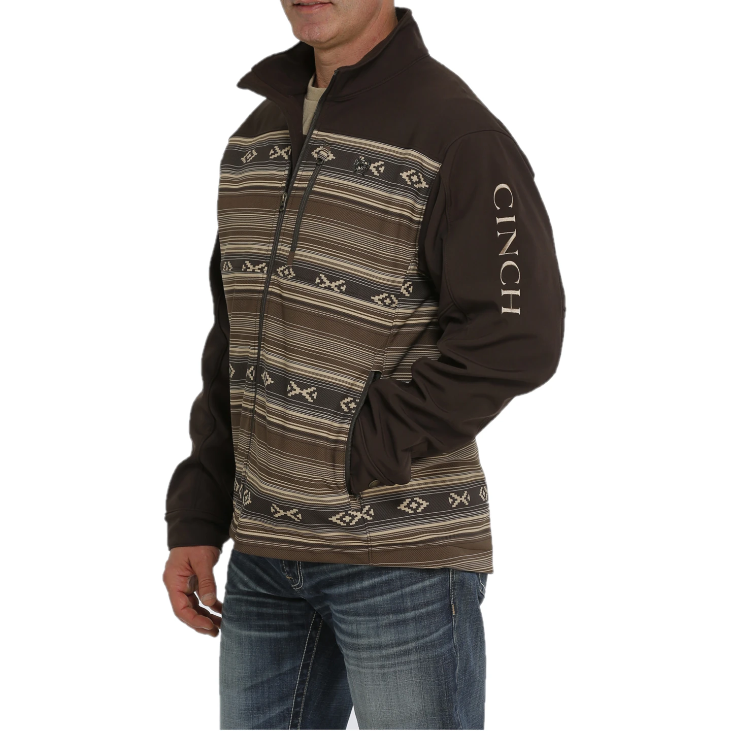 Cinch® Men's Aztec Printed Brown Bonded Softshell Jacket MWJ1583002 4 Cinch® Men's Aztec Printed Brown Bonded Softshell Jacket MWJ1583002 - Image 2