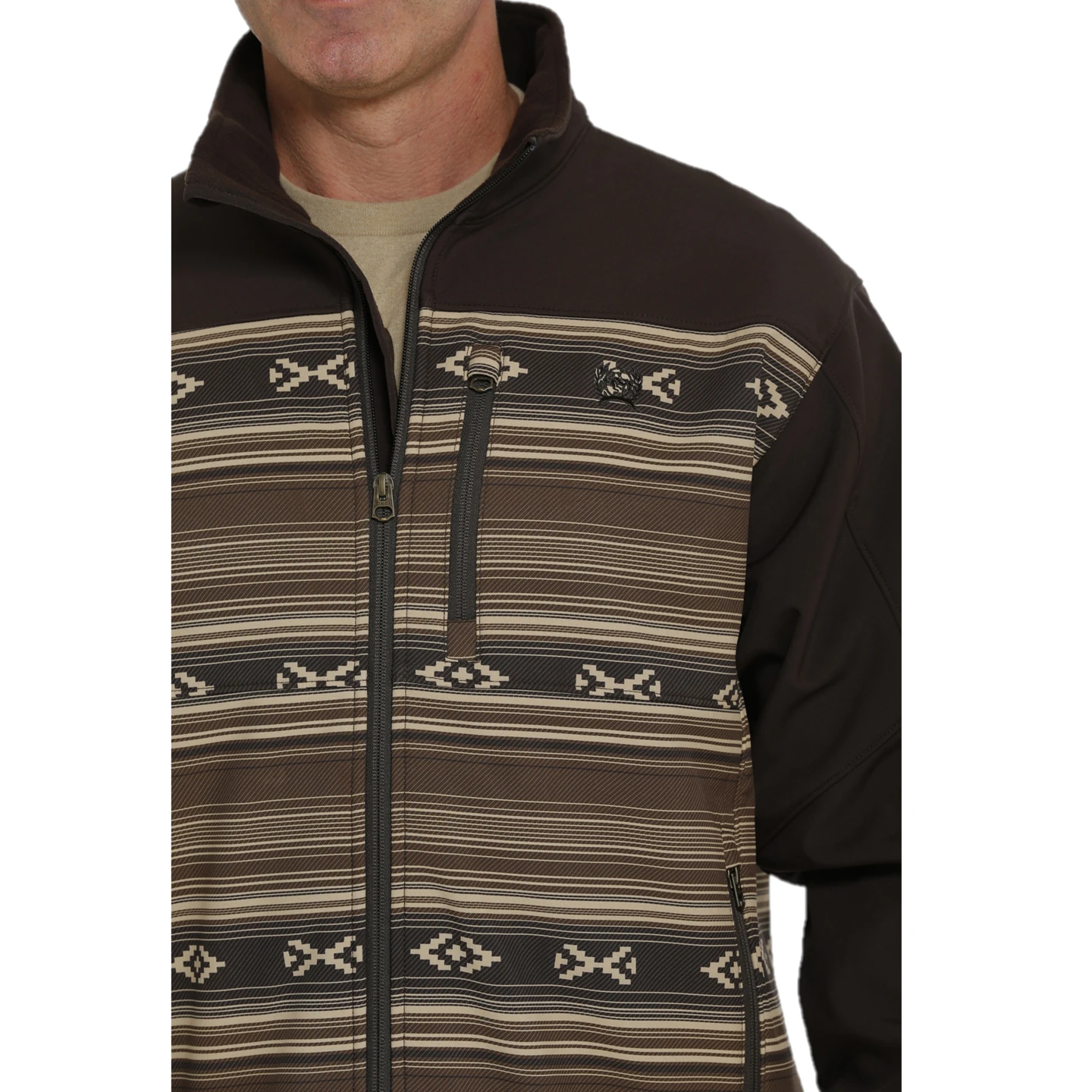 Cinch® Men's Aztec Printed Brown Bonded Softshell Jacket MWJ1583002 6 Cinch® Men's Aztec Printed Brown Bonded Softshell Jacket MWJ1583002 - Image 4