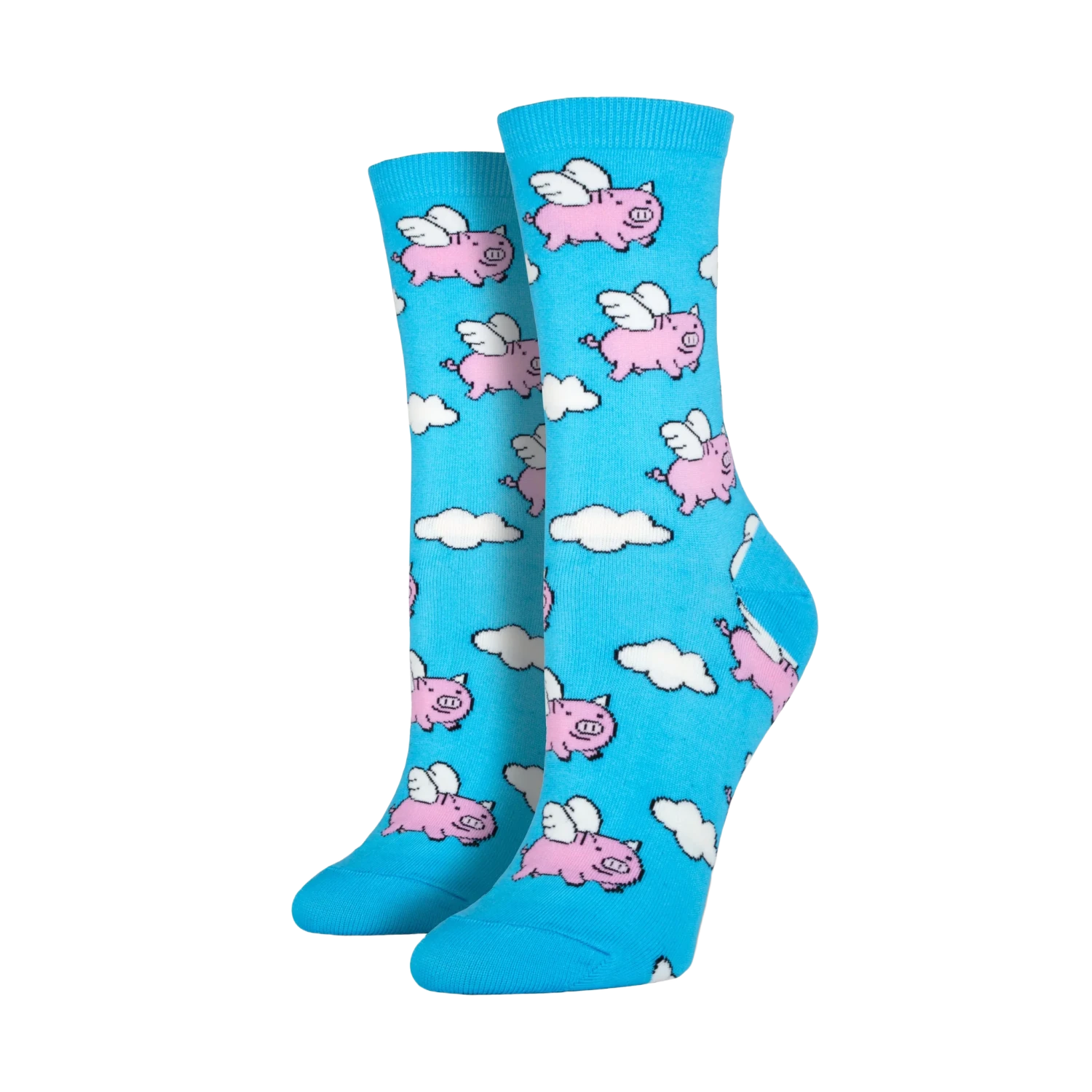 Sock Smith Ladies When Pigs Fly Sky Blue Crew Socks SSW1355 3 Sock Smith Ladies When Pigs Fly Sky Blue Crew Socks SSW1355