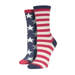 SockSmith Ladies Flag Vintage Blue Crew Socks WNC337-VBL