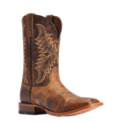 AriatĀ® Men's Point Ryder Tan & Burnt Brown Square Toe Boots 10042471