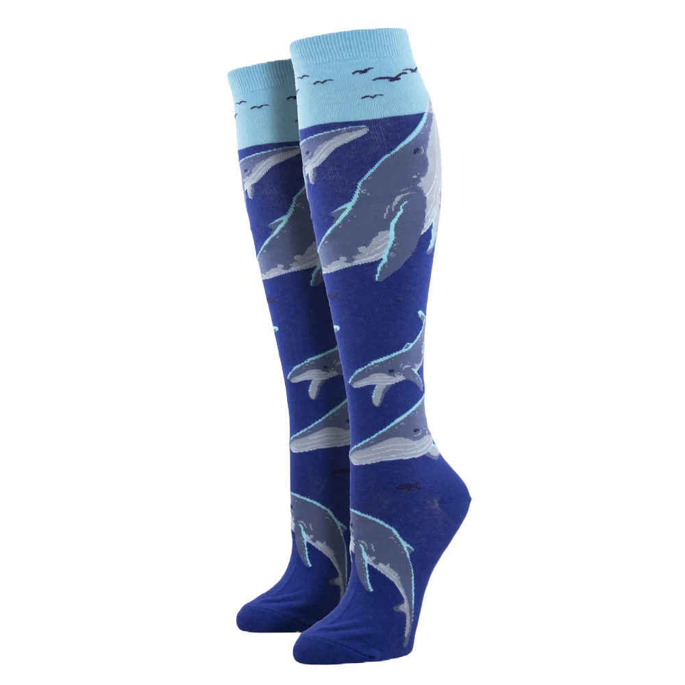 SockSmith Ladies Whale Watching Knee High Socks WNH2525-BLU 3 SockSmith Ladies Whale Watching Knee High Socks WNH2525-BLU
