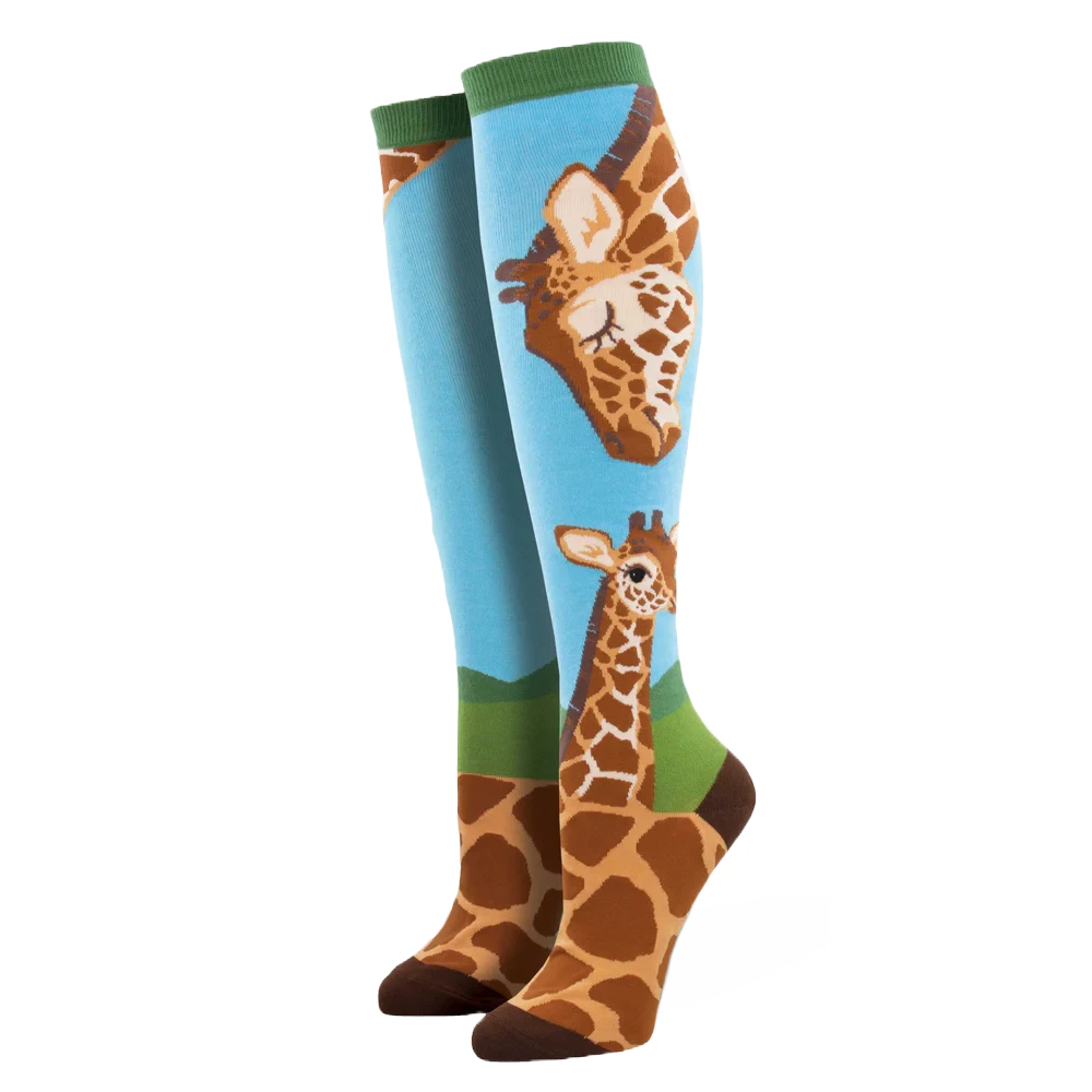 SockSmith Ladies Loving Giraffes Knee High Blue Socks WNH2523-BLU 3 SockSmith Ladies Loving Giraffes Knee High Blue Socks WNH2523-BLU