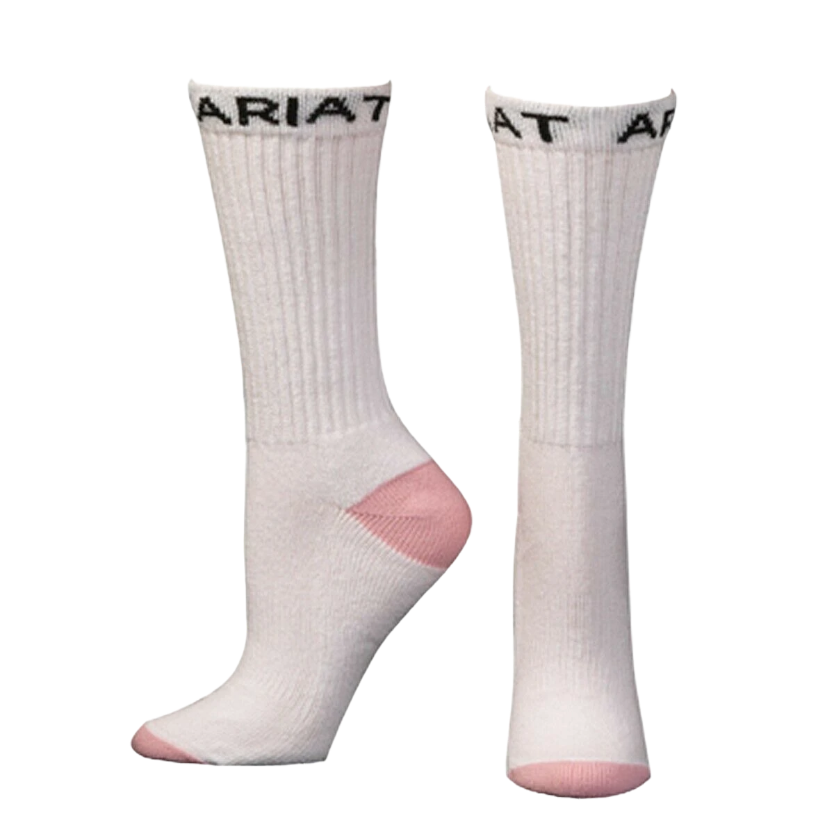 Ariat Ladies 3 Pack White & Pink Crew Socks A2500605 3 Ariat Ladies 3 Pack White & Pink Crew Socks A2500605