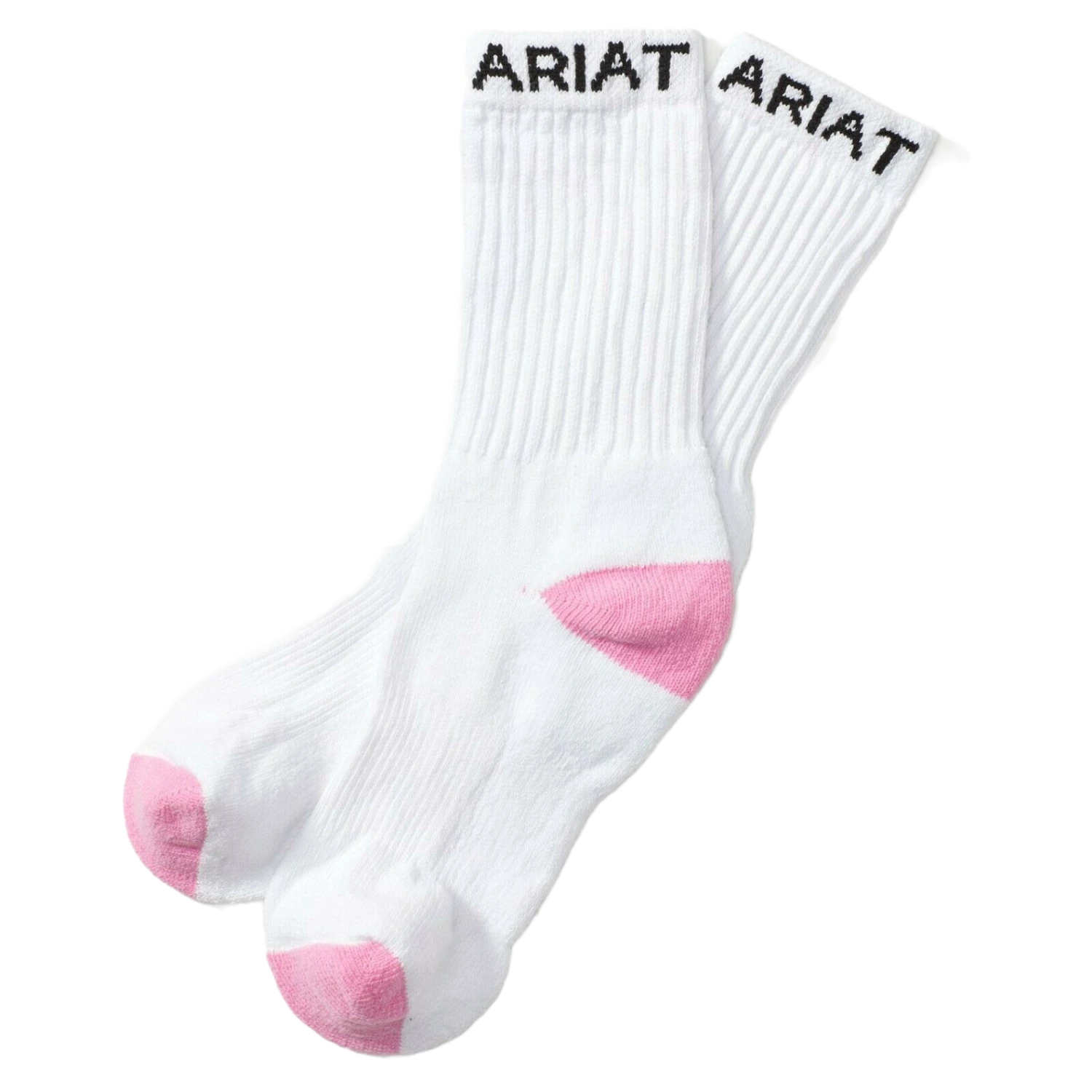 Ariat Ladies 3 Pack White & Pink Crew Socks A2500605 4 Ariat Ladies 3 Pack White & Pink Crew Socks A2500605 - Image 2
