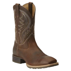 AriatĀ® Men's Hybrid Rancher Brown Oiled Rowdy Square Toe Boot 10014070