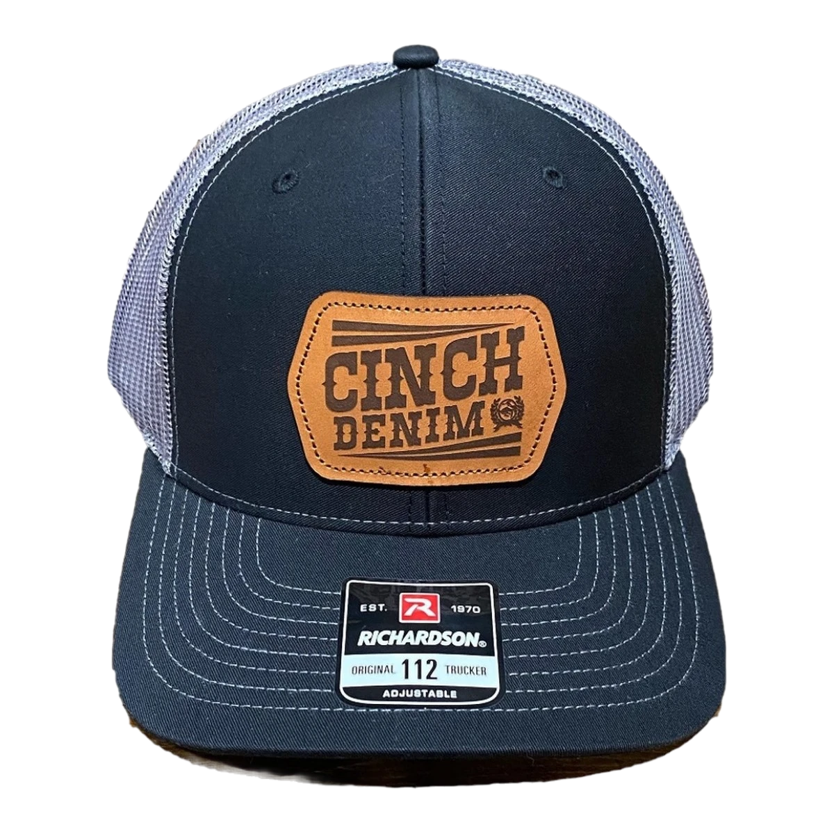 Cinch Men's Black & Grey Mesh Leather Patch Trucker Cap MCC0800011 3 Cinch Men's Black & Grey Mesh Leather Patch Trucker Cap MCC0800011