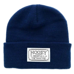 Hooey Navy Beanie W/ White Rectangular Mercantile Patch 2050NV