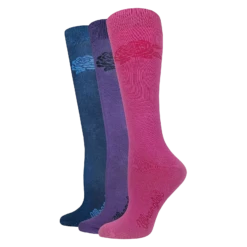 Wrangler® Ladies 3-Pair Rayon Rose Navy, Purple, & Hot Pink Crew Socks 00333-7000-MED