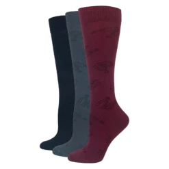 Wrangler® Ladies 3-Pair Spur Strap Pattern Black/Grey/Burgundy Knee High Socks 00712-7000-MED