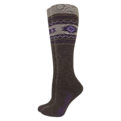 Wrangler® Ladies Aztec Pattern Cocoa Seamless Toe Socks 72867-8124-MED
