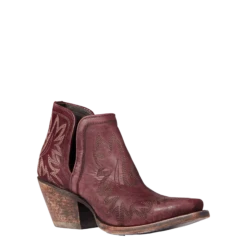 AriatĀ® Ladies Dixon Weathered Red Western Booties 10038343