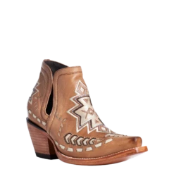 AriatĀ® Ladies Dixon Aztec Crackled Aged Tan Brown Booties 10035973
