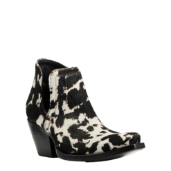 AriatĀ® Ladies Dixon Haircalf Black & White Snip Toe Booties 10041025