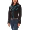 Scully® Ladies Turquoise Boot Stitch Button Down Shirt PL-889-BLK 2 Scully® Ladies Turquoise Boot Stitch Button Down Shirt PL-889-BLK -Ariat PL 889 BLK