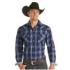 Panhandle® Men's Ombre Indigo Plaid Long Sleeve Snap Shirt R0S2527 2 Panhandle® Men's Ombre Indigo Plaid Long Sleeve Snap Shirt R0S2527 -Ariat R0S2527