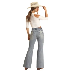 Rock & Roll DenimĀ® Ladies Star Back Flare Jeans RRWD6HR0SO-204