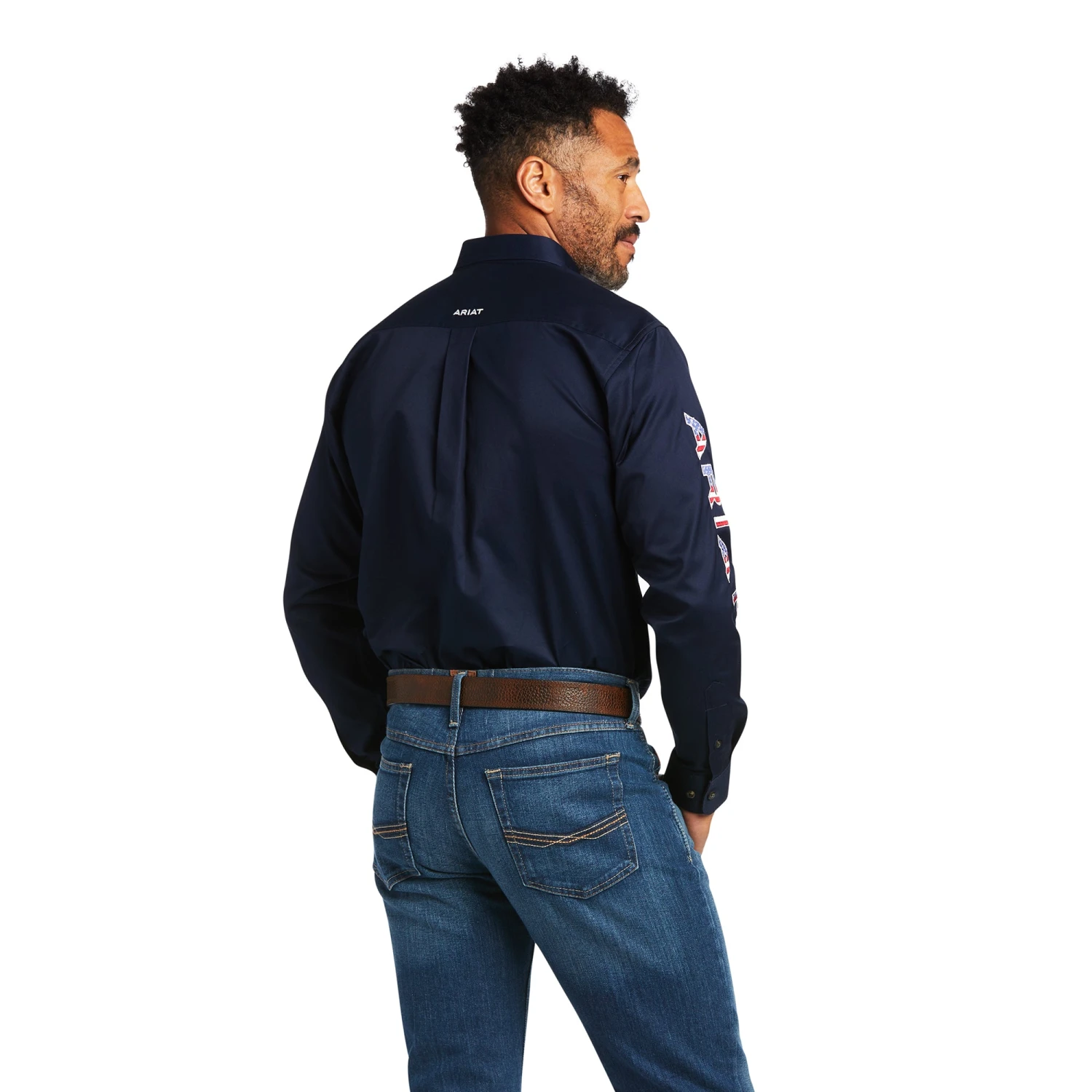 Ariat® Men's Team Logo Twill Fitted Navy & Stars Shirt 10039438 4 Ariat® Men's Team Logo Twill Fitted Navy & Stars Shirt 10039438 - Image 2