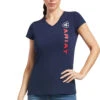 Ariat® Ladies Vertical Logo Navy Short Sleeve T-Shirt 10039227 1 Ariat® Ladies Vertical Logo Navy Short Sleeve T-Shirt 10039227 -Ariat S22 WMS ENGL 10039227 front