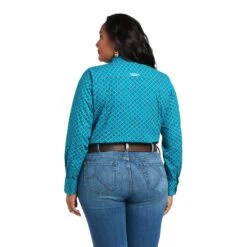 Ariat® Ladies Team Kirby Ariel Geo Print Button Down Shirt 10039455 9 Ariat® Ladies Team Kirby Ariel Geo Print Button Down Shirt 10039455 -Ariat S22 WMS WEST 10039455 back plus