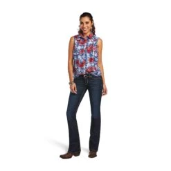 Ariat Ladies REAL Billie Jean Tropic Plaid Shirt 10040614 14 Ariat Ladies REAL Billie Jean Tropic Plaid Shirt 10040614 -Ariat S22 WMS WEST 10040614 full