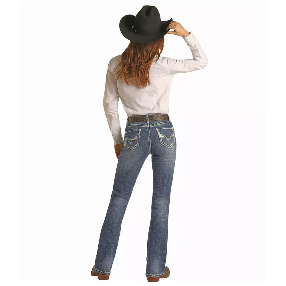 Rock & Roll Denim® Ladies Dark Vintage Bootcut Riding Jeans W7-2709 4 Rock & Roll Denim® Ladies Dark Vintage Bootcut Riding Jeans W7-2709 - Image 2