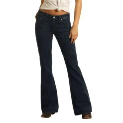Rock & Roll Cowgirl Mid Rise Extra Stretch Dark Wash Jeans W8M4164 -Ariat W8M4164 min