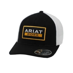 Ariat® Men's Logo Patch Black & White Snapback Hat A300018501