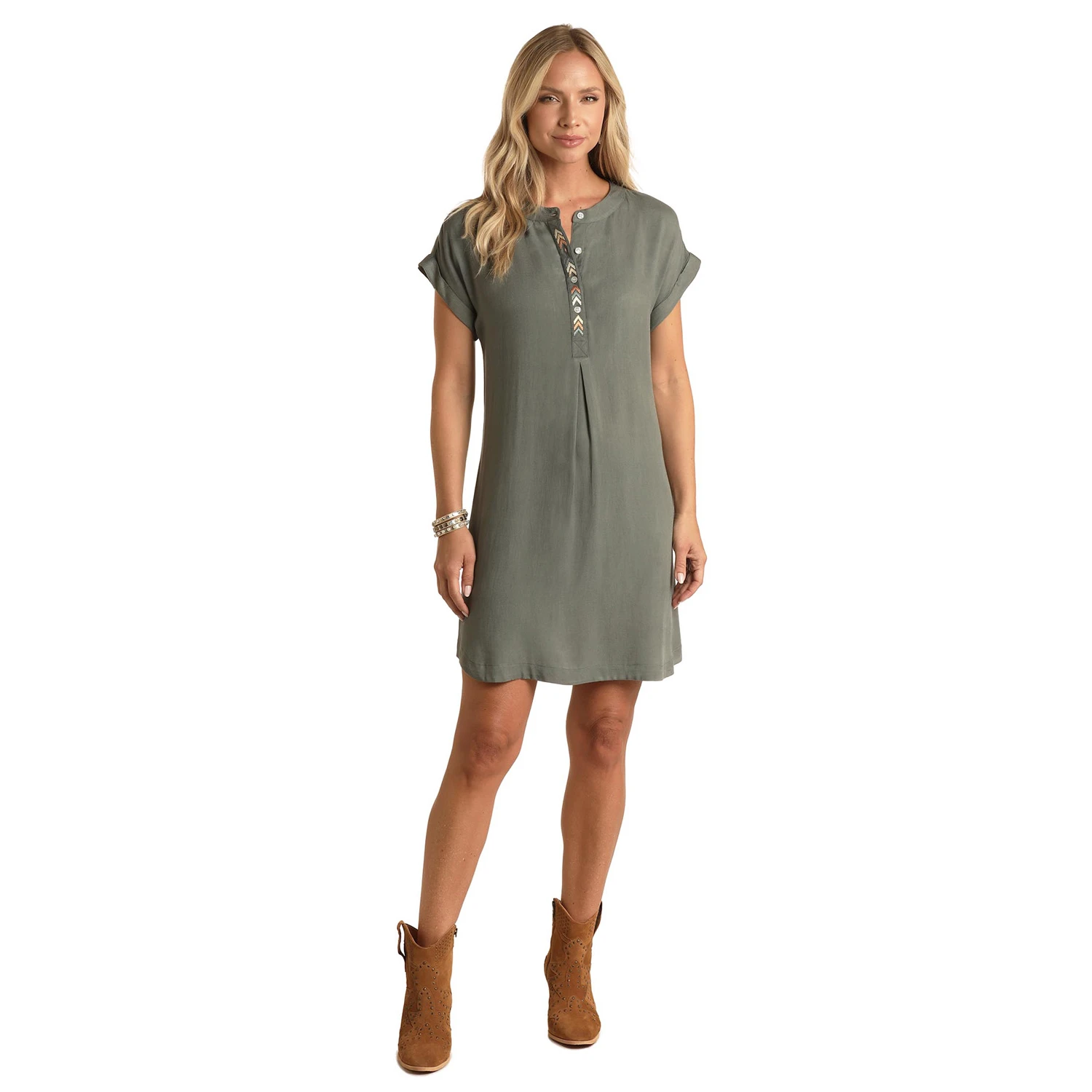 Panhandle Ladies Short Sleeve Popover Olive Dress WLWRD1RZIH 3 Panhandle Ladies Short Sleeve Popover Olive Dress WLWRD1RZIH