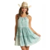 Rock & Roll Ladies Cotton Eyelet Halter Sky Blue Dress RRWRD0RZOI -Ariat sundress